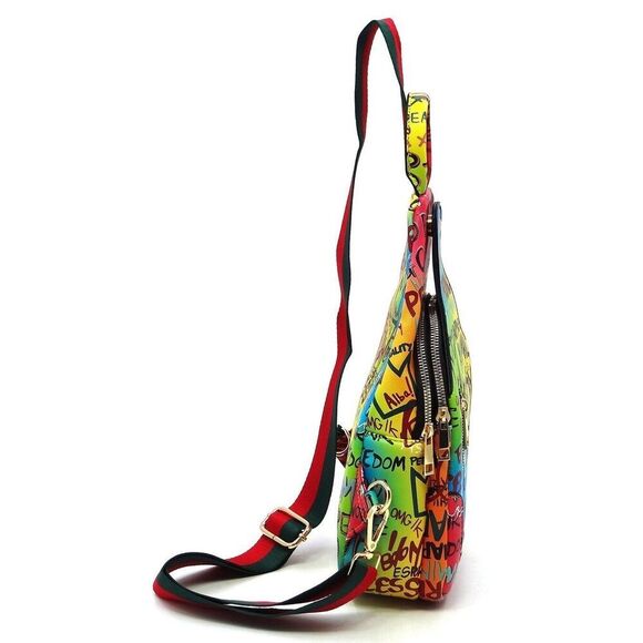 Women\'s Fashionable Multi Graffiti Sling Backpack, Multipurpose Crossbody main image 7